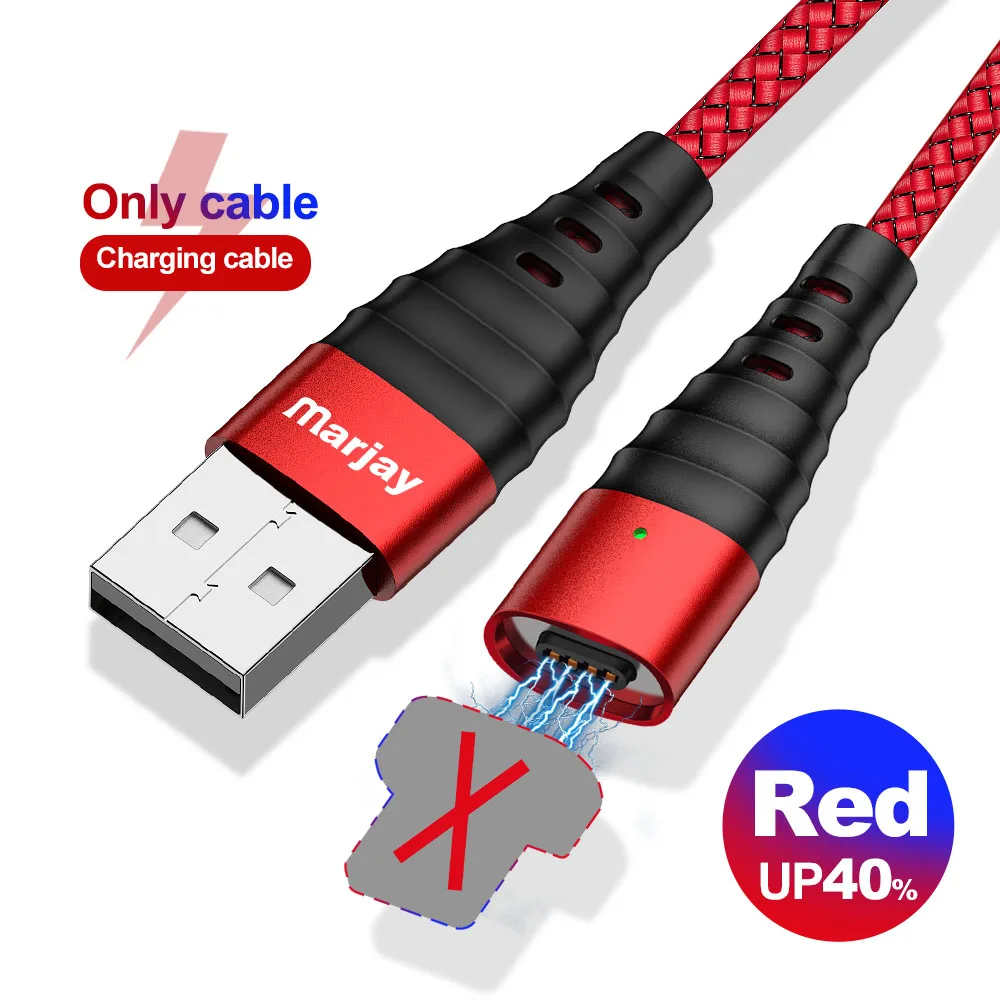 Only Red Cable Marjay Магнитный зарядный кабель для iPhone 7 Тип C Быстрый зарядный кабель для передачи данных для samsung A60 Магнит Micro USB Зарядное устройство адаптер для Xiaomi - Цвет: Only Red Cable