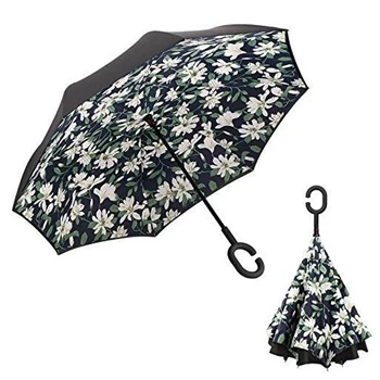 Дорожный зонт, крепкий, водонепроницаемый, форма C, двойной слой, обратный, автомобильный зонт, открытый/закрытый в узком пространстве, креативный, графический - Цвет: Светло-зеленый
