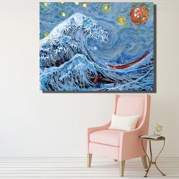 

Embelish Big Sea Wave HD Print Canvas Oil Painting For Living Room Wall Art Landscape Posters Home Decor Pictures Framework