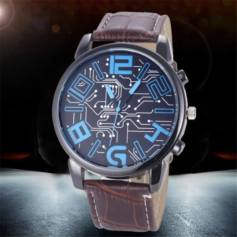 Best Selling Fashion Luxury Men's clock Leather Strap Analog Quartz Sports Wrist Watch Watches