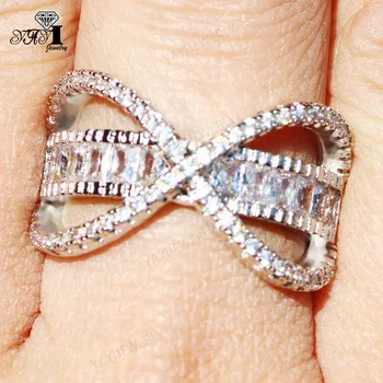 

YaYI Jewelry Princess Cut 6.8 CT White Zircon Silver Color Engagement Rings wedding Heart Rings Girls Party ring Gifts 911