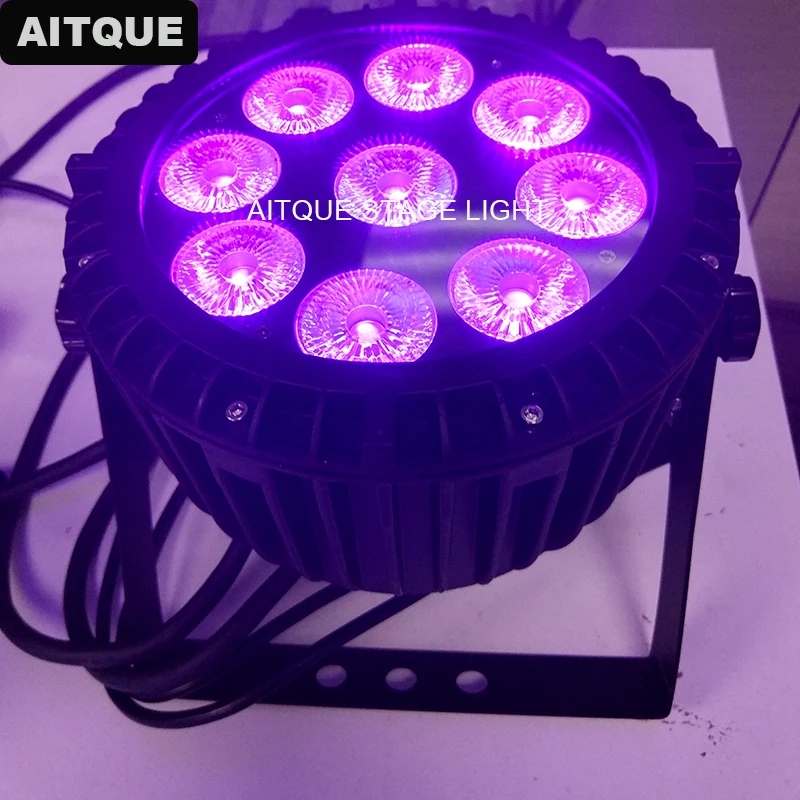 

10pcs Waterproof led flood dj led par 9x18w rgbwa uv 6in1 slim led stage lights led flat par light ip65