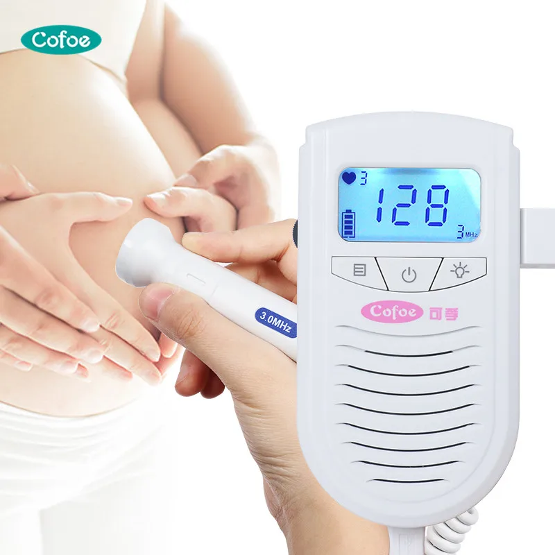 Comprar Cofoe Doppler Fetal latido del corazón de ultrasonido portátil bebé embarazada de Monitor LCD 3,0 MHz bolsillo vasculares Doppler