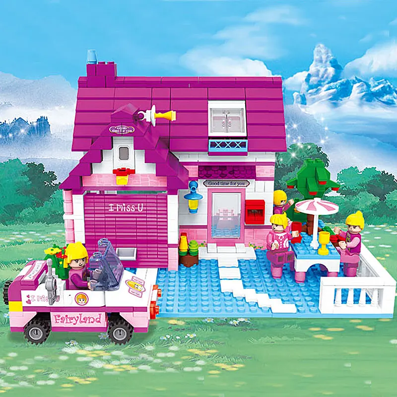 

N-babay 622pcs DIY Princess Rest Hut Building Brick Blocks Mini type blocks Toy Gift Building Blocks Set hot sales child toys