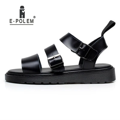 

Summer Men Women's Black White Red PU Leather Sandals Rome Flat Shoes Punk Fashion Seaside Foot Wearing