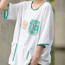 Летом года, хлопок, MS leisure, Оригинальная футболка, свободный дизайн, большие размеры