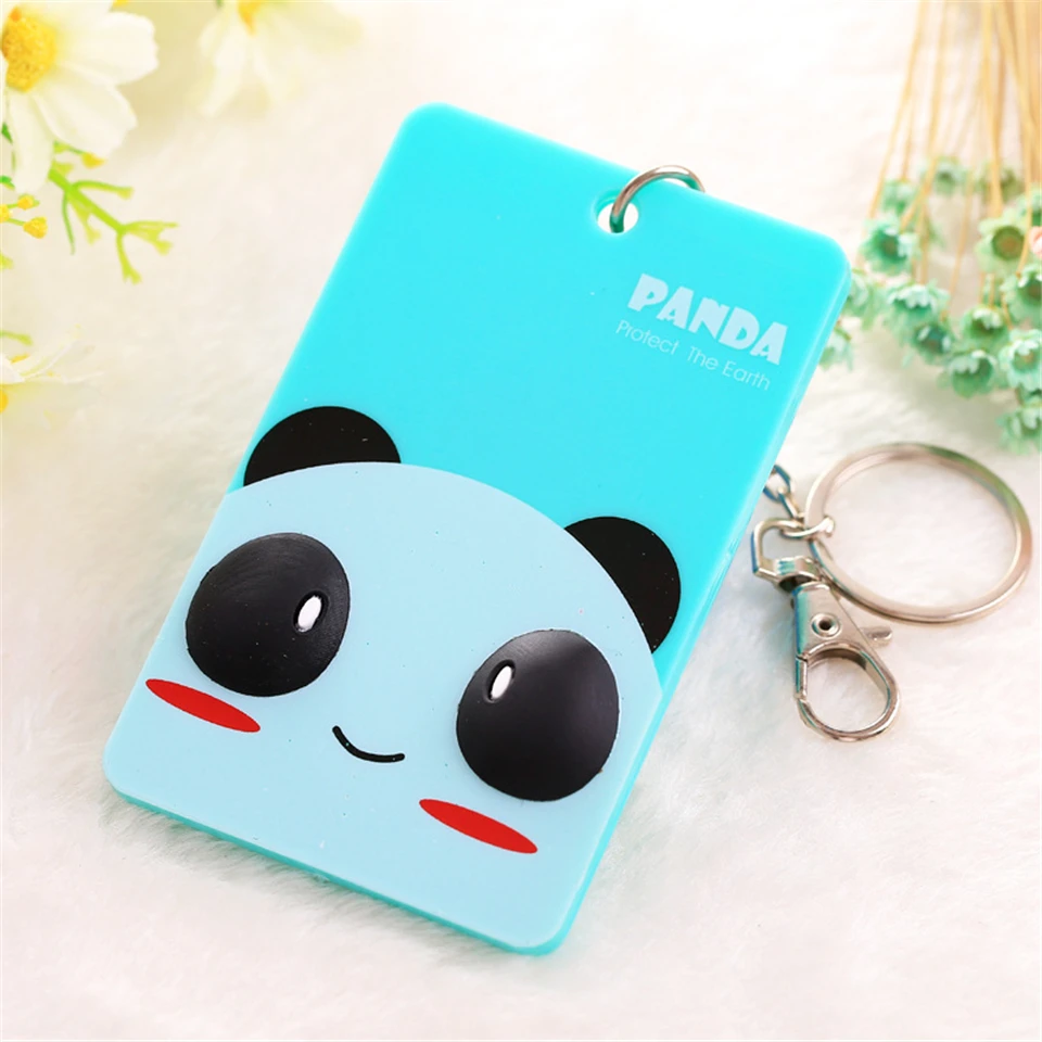 

Cards Cover Card Case Holder Portable Plastic Cute Cartoon Panda Cat Care Student ID Identity Badge Credit