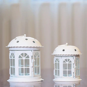 

Nordic Cabin Iron Candle Holder Metal Candle Lantern Wedding Candle Holder Christmas Decorated Black / White /gules