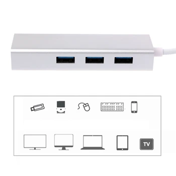 

USB 3.0 Gigabit Ethernet Adapter With 3 Port Hub to RJ45 Lan Network Port Card For Windows XP 7 8