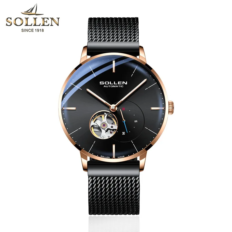 

SOLLEN Top Mens Watches Top Brand Luxury Automatic Mechanical Watch Men Full Steel Business Waterproof Fashion Sport Watches