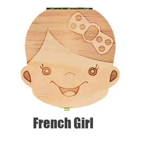 FrenchGirl Ящик для хранения зубов португальский немецкий английский испанский французский итальянский текст для маленьких мальчиков и девочек деревянный ящик для сбора молочных зубов - Цвет: FrenchGirl