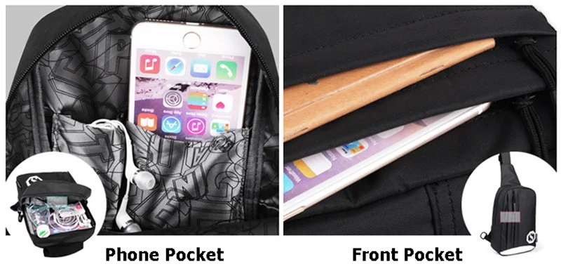 Men Women Backpack USB Charging Oxford Chest Bag Anti Theft Teenager Headphone Hole Night Reflection Design Shoulder Bag BP0221 (19)