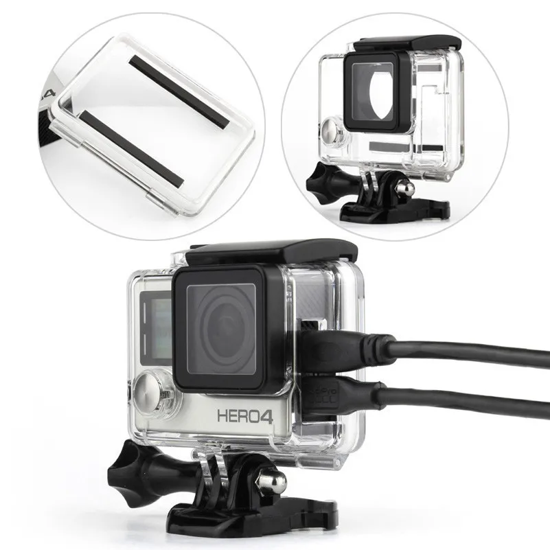 for GoPro Hero 4 Skeleton Housing Case Side Open Protective Cover with