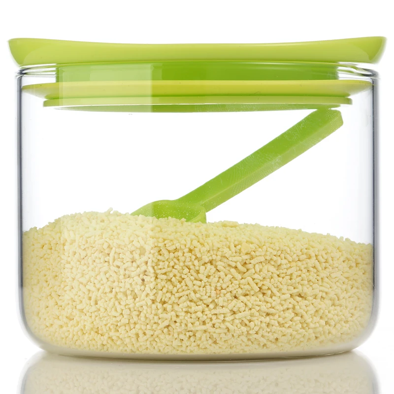 

Kitchen Storage Jar Glass Spice Jar with Lid 500ml Food Grade Canister Airtight Food Container Herb Stock Bottle Color Random