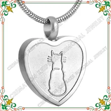 CMJ8253 joyas cremación urna para mascotas de acero Inoxidable de corazón colgante con forma de gato de impresión joyería cenizas recuerdos conmemorativos