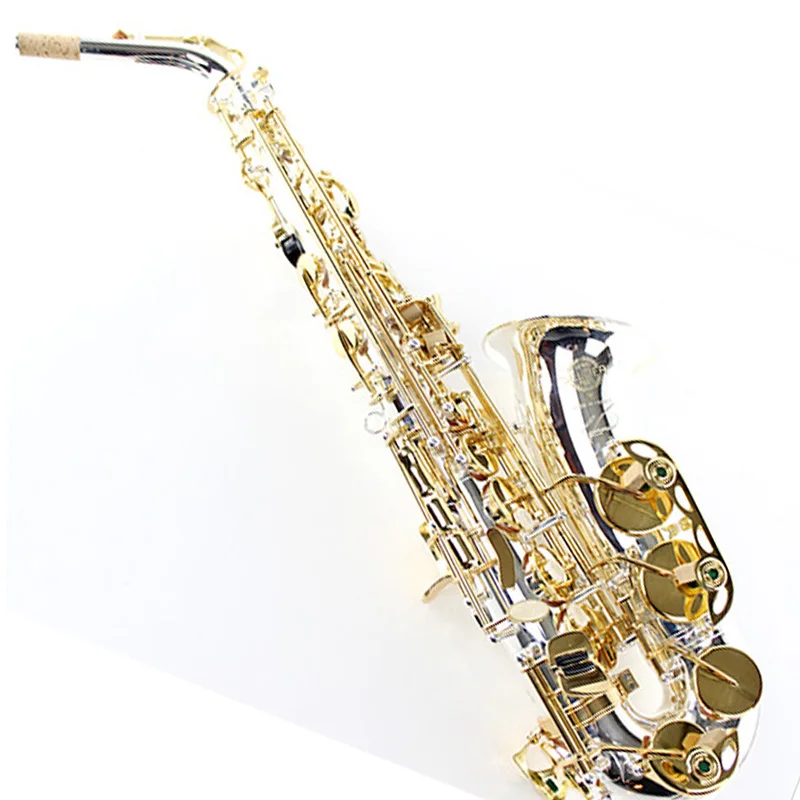 

Selmer SAS-54 Alto Silver Plated Surface Gold plated Key Carved Print Eb saxophone, e-flat sax with mouthpiece,case,reeds,gloves