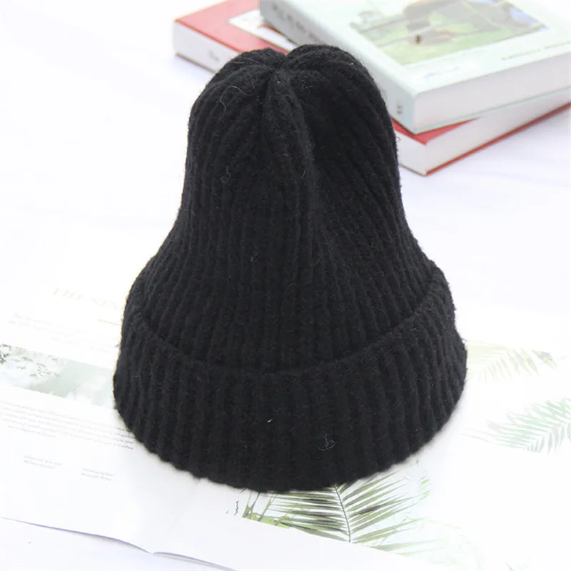 VISROVER, НОВАЯ шапка, шапка на осень зиму для женщин, теплая шапка для девочек, фирменная Новинка, толстые женские и мужские вязаные шапочки, 6 цветов, шапка - Цвет: black