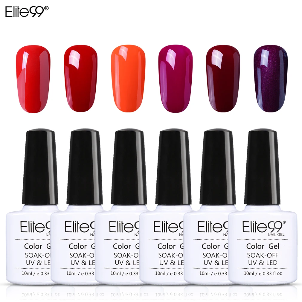 

Elite99 6 pieces/lot 10ml Nail Gel Polish UV LED Gel Varnish Soak Off Color Series Gel polish Lacquer Nail Art Design Manicure