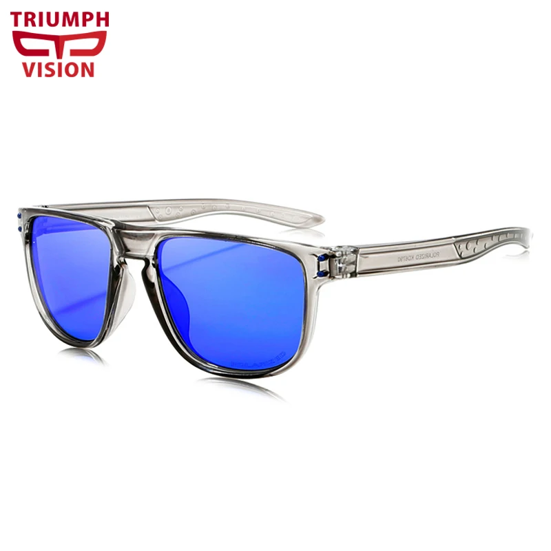 

TRIUMPH VISION Unique Transparent Frame Sunglasses Men Polarized Driving Sun Glasses Male Fashion Square Blue Mirror Shades