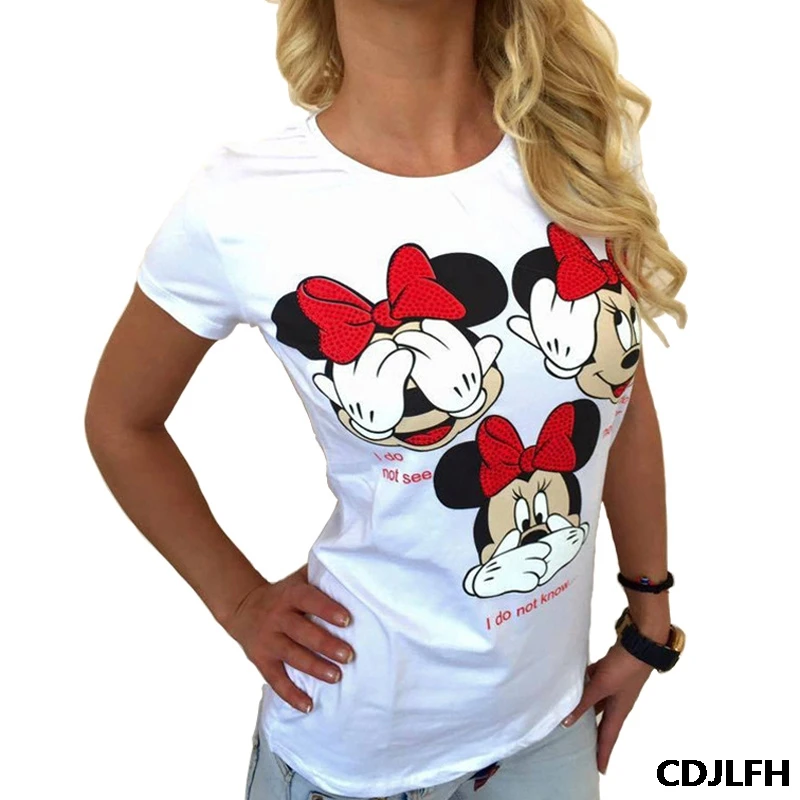 2019 Summer Vogue T-shirts Casual Harajuku Shirt Female T Shirt Short Sleeve O-neck Lady Punk White 