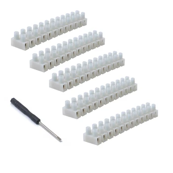 

5 PCS PA8 12P Double Row Raised Base Type Terminal Block Connector With Screwdriver For Car Truck RV
