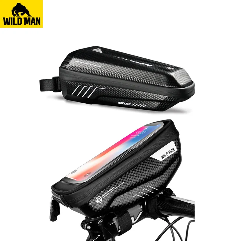 

WILD MAN Bicycle Front Frame Top Tube Waterproof Bag Bike Touch Scree Cell Phone Handlebar Bag Anti Pressure Tail Bag Tool Bag