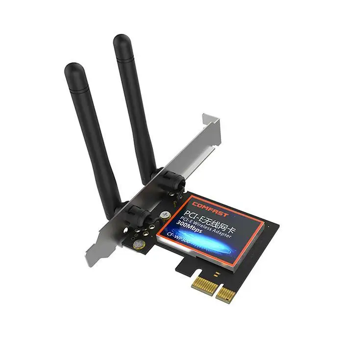 Двойные антенны беспроводной сетевой карты PCI-E интерфейс с 2 WiFi 100 метров адаптер Черный 2,4G 300 Мбит/с