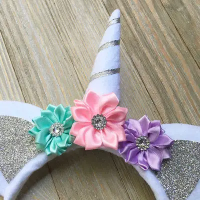 Ободок для волос в вечерние рога единорога с цветком розы|unicorn horn|hair headbandfancy headband |