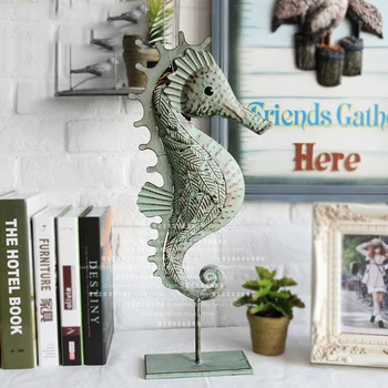 

Retro nostalgic iron art Hippocampus Figurine home decor craft American country Mediterranean style iron art Gift Seahorse Home Decor