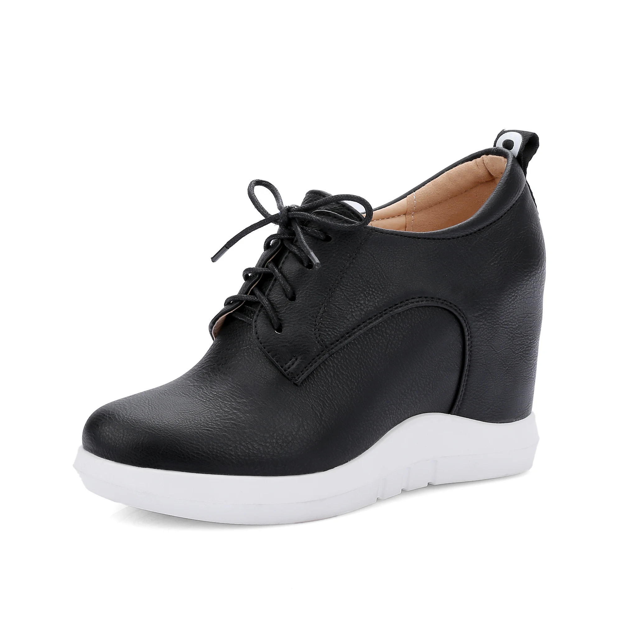 DoraTasia/элегантные туфли-лодочки, увеличивающие рост; женские туфли-лодочки на платформе; коллекция года; модные женские туфли на высоком каблуке со шнуровкой для свиданий - Цвет: Черный