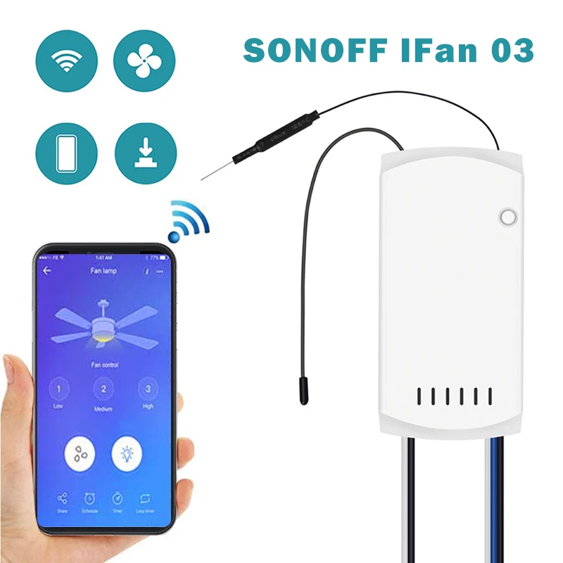 New SONOFF IFan03, Wi-Fi Ceiling Fan And Light Switch Controller Support PF 433 MHZ controller