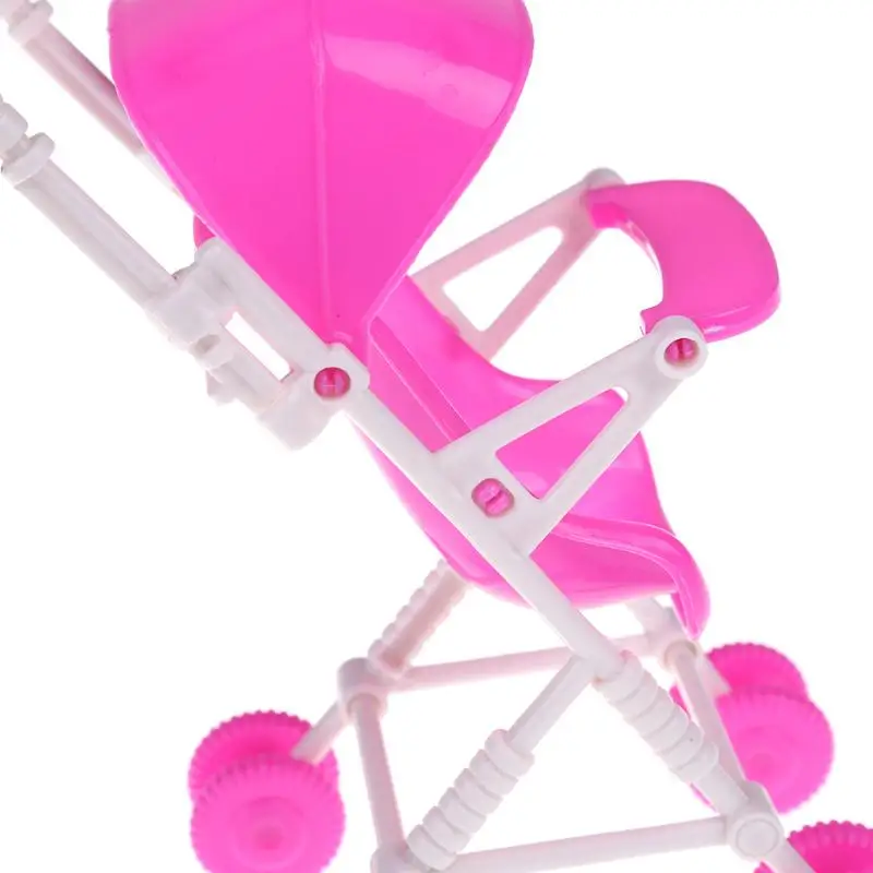 Мини розовая детская коляска для кукол, аксессуары для мебели, детская тележка коляска, Детская модель для девочек, кукольный домик, ролевые игры, игрушки