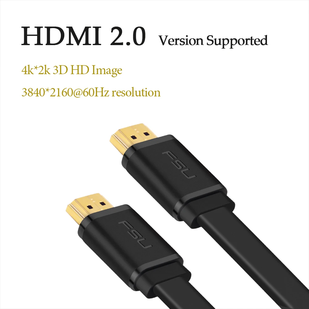 Плоский кабель HDMI 2,0 4k 3D1080p позолоченный кабель HDMI папа-папа Ethernet 1 М 1,5 м 2 м 3 м для HDTV компьютерный проектор монитор