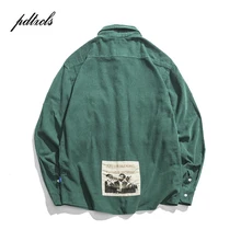 Новая Осенняя Лоскутная рубашка с длинными рукавами в японском стиле, вымытое пальто, модные мужские простые Карго карманы, вельвет