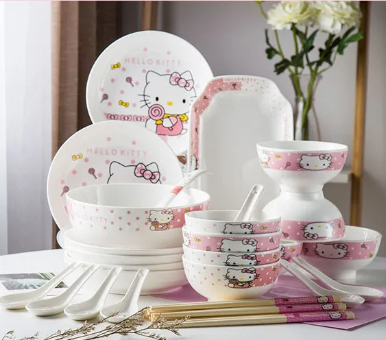 

Dinnerware ceramics Bowl Dish Soup bow Hello Kitty Gift Kitchen Cooking Tools Accessory Household Tableware Home Decor Porcelain