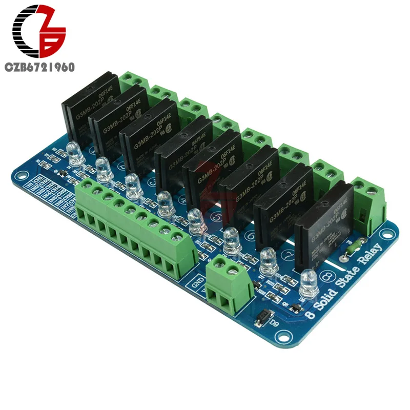 DC 5V 8 канальный SSR твердотельный релейный модуль платы для Arduino G3MB-202P