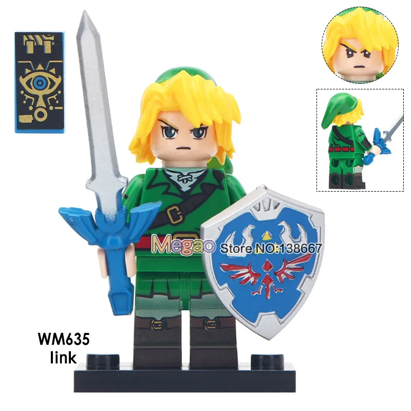 

Single The Legend of Zelda Game Princess Zelda Link Shield Sword Archer Model Action Building Blocks Toys For Children