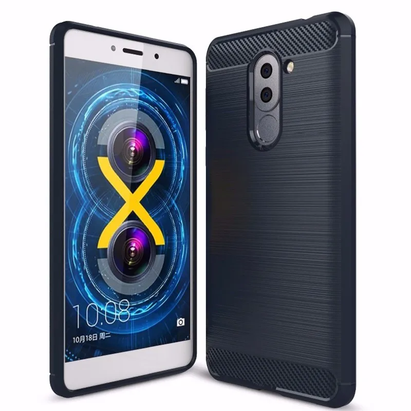 Чехол из углеродного волокна для huawei Honor 6x, Мягкий противоударный силиконовый чехол, полная защита для huawei GR5, задняя крышка, чехол - Цвет: Navy