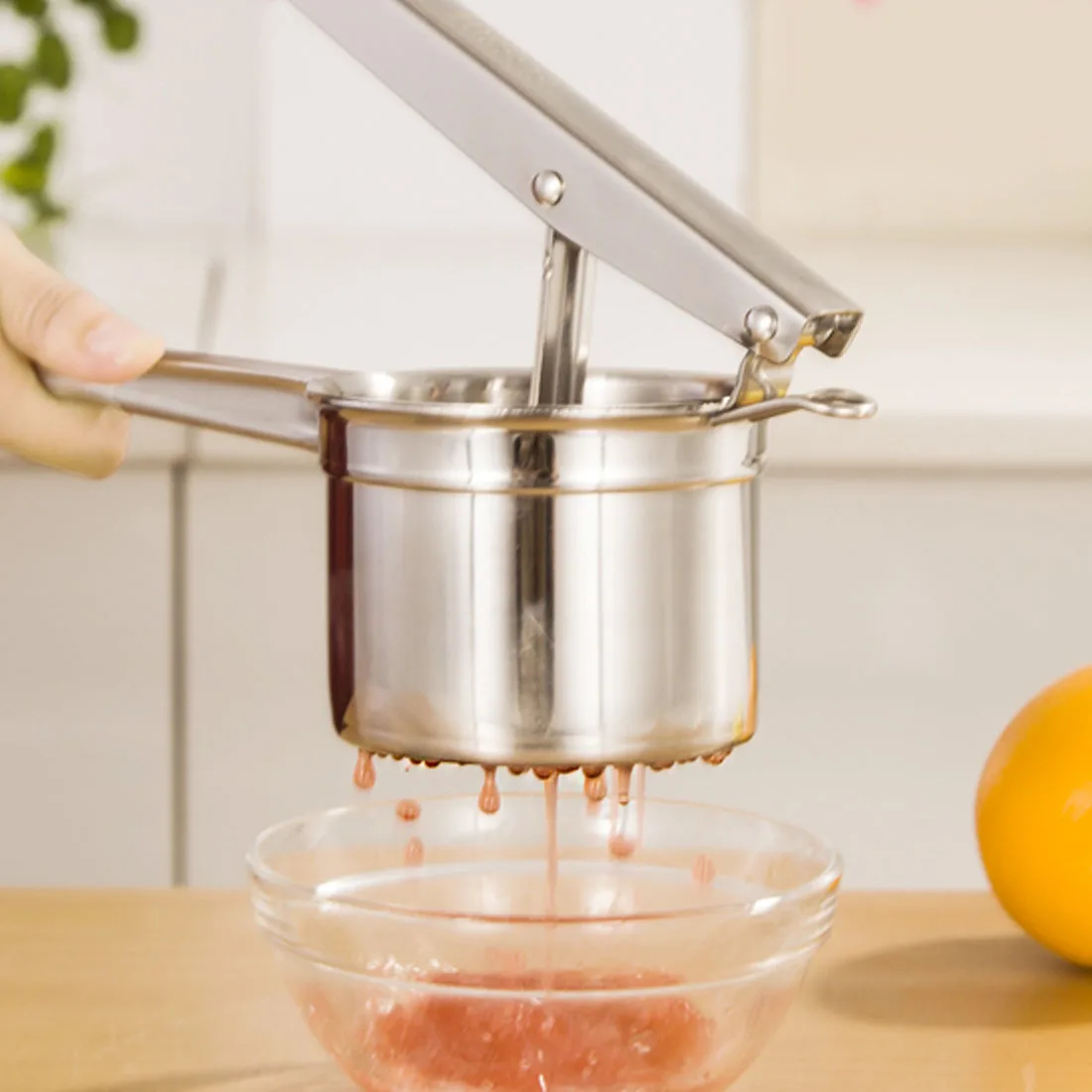  New Steel Stainless Kitchen Useful Gadget Fruit Lemon Lime Orange Squeezer Juicer Manual Hand Press Tool- Bar Fresh Juice Tool 