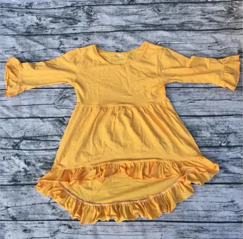 

kids smocked clothing toddler shorts girls 2017 Summer Children Tunic Wholesale Flutter Sleeve Cotton long sleeve High Low Top
