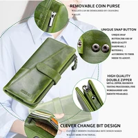 Contact's New Genuine Leather Wallet Fashion Coin Purse For Ladies Women Long Clutch Wallets With Cell Phone Bags Card Holder - Image 5