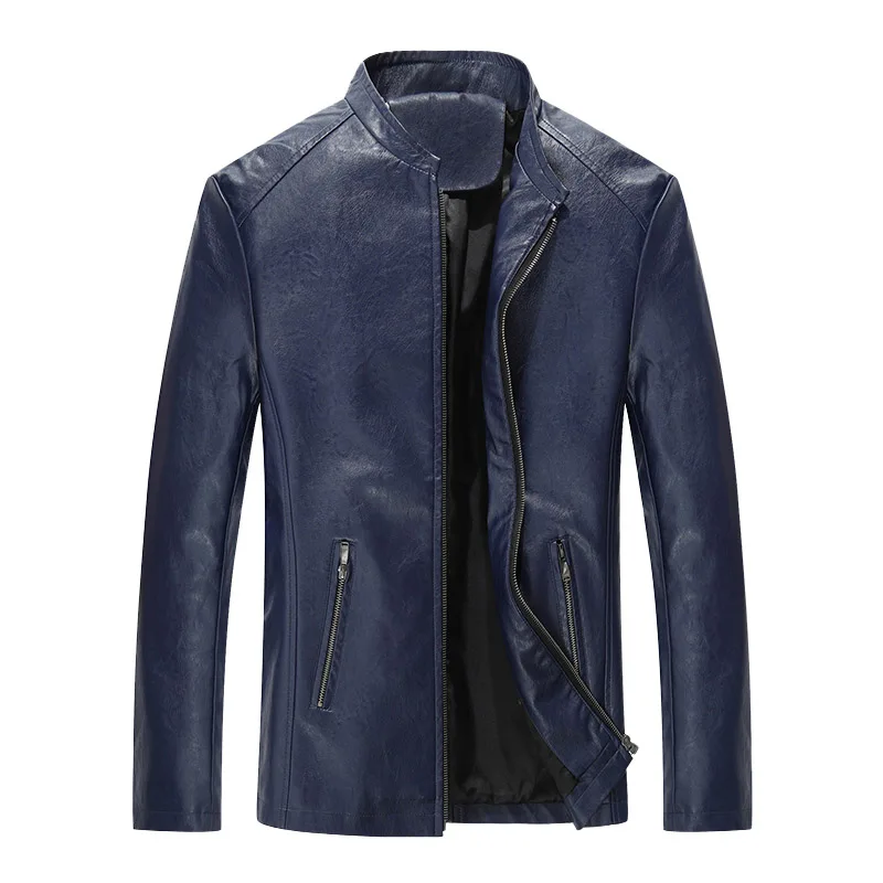 Осенне-зимние Модные Куртки из искусственной кожи, мужская Тонкая куртка, Мужское пальто, качественные мужские куртки в Корейском стиле, верхняя одежда на молнии EW1640 - Цвет: blue