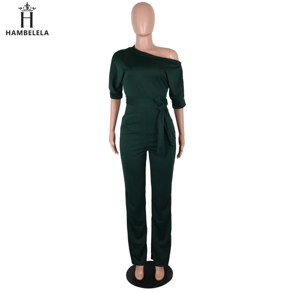 Hambelela 2017 High Quality Autumn Casual Jumpsuit One Shoulder Slash Neck Button Romper Full Length Jumpsuit Wide Legs Jumpsuit (16)