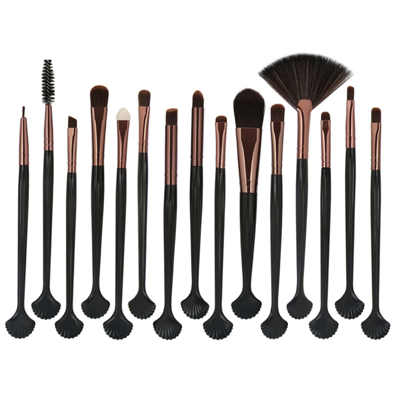 

15Pcs Foundation Cosmetic Shell Makeup Brushes Tool Powder Blush Eyeshadow Eyeliner Lip Beauty Make Up Brush Set Kit