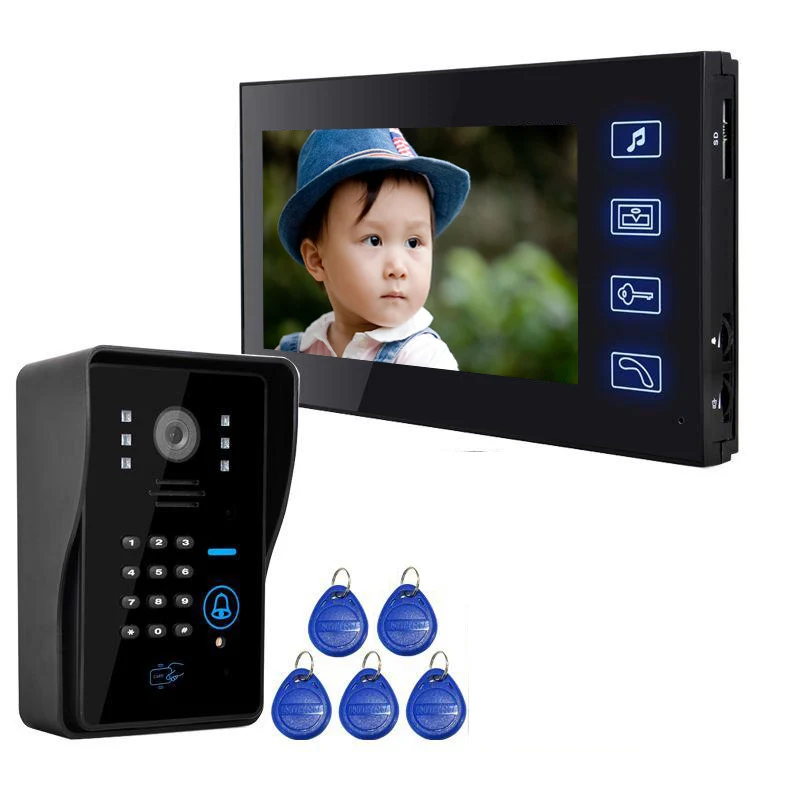 7 inch Wired Video Door Phone Doorbell System Kit with 1 Monitor 1 IR Camerain Video
