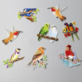 

8PCS Birds and Flowers Embroidered Cloth Patch Clothes Diy Decorative Stickers Affixed Adhesive Accessories Flower Iron RS700