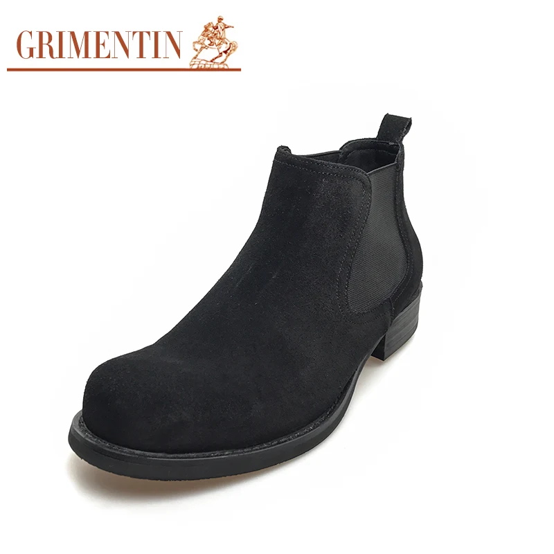 GRIMENTIN/модные мужские ботинки из нубука; итальянские дизайнерские мужские Ботильоны; цвет черный, коричневый; мужская обувь