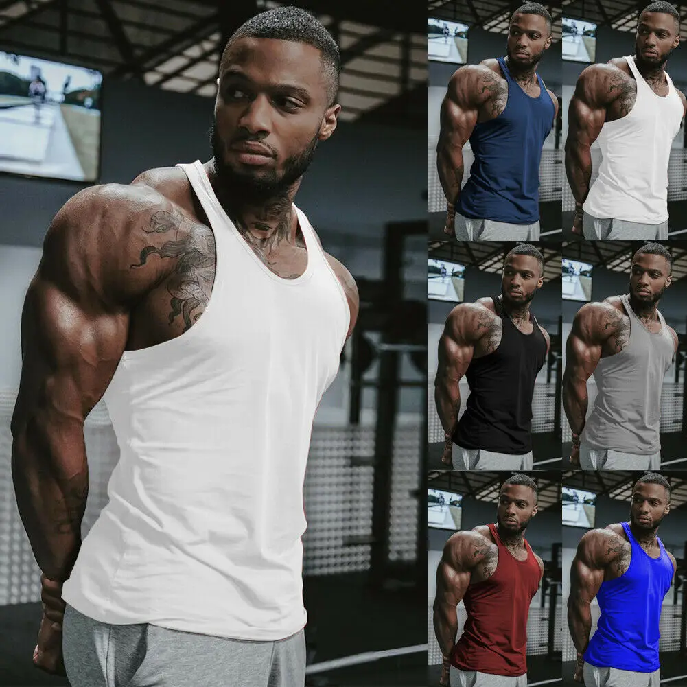 

Men's Jogger Vest Gym Muscle Sleeveless Tee Shirt Tank Top Bodybuilding Sport Fitness Vest Basic Outfit