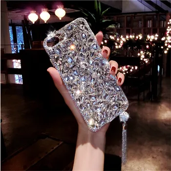 

Luxury glitter bling Jewelled Rhinestone Crystal Diamond Soft Back Pendant Phone Case Cover For iPhone X 6s 7 8 Plus 5 SE XR Xs
