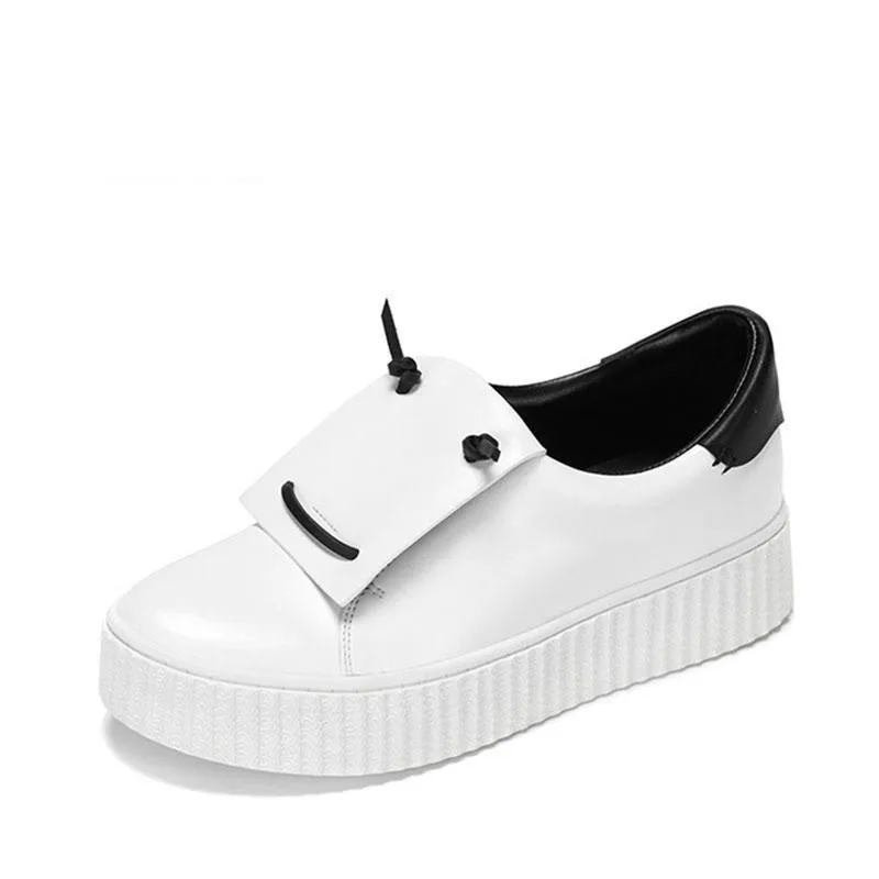 

Spring Thick-soled Flat-soled Women's Shoes Comfortable Round-headed Small White Shoes lovely interesting platform shoes Fashion